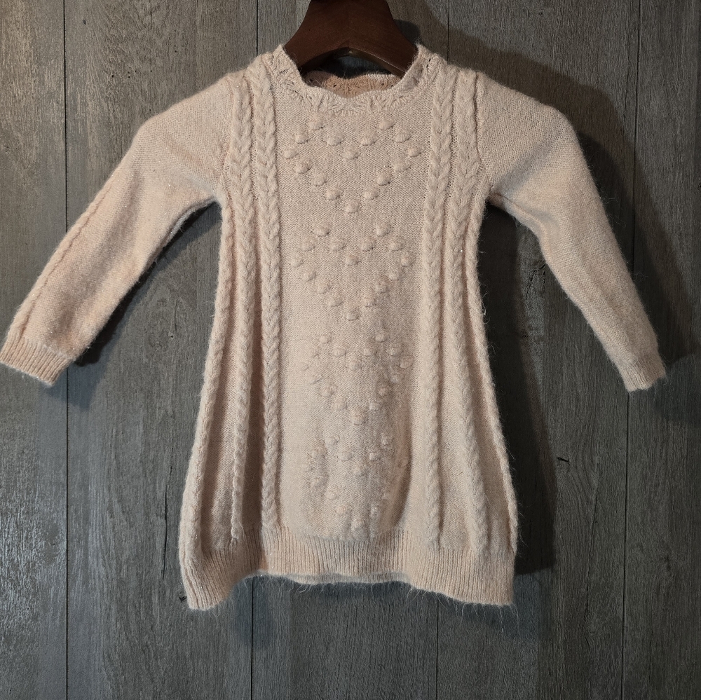 Happily Grey Sweater Dress Beautiful Light Pink Color Heart Design Valentine